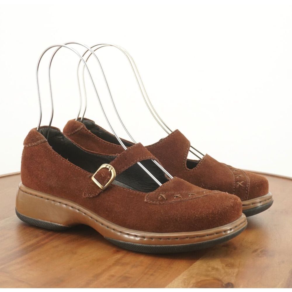 Dansko Womens Fran Mary Janes Shoes Brown Suede Buckle Y2K Vintage Size 38 / 7.5